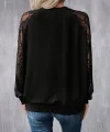 Kadın Uzun Dantel Kollu Bisiklet Yaka Viskon Bluz