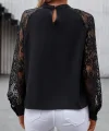 Kadın Uzun Dantel Kollu Yuvarlak Yakalı Sandy Bluz