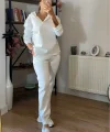 Kadın Uzun Kol V Yaka Kapüşon Detay Sweat Ve Yüksel Bel Eşofman Ikili Takım