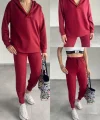 Kadın Uzun Kol V Yaka Kapüşon Detay Sweat Ve Yüksel Bel Eşofman Ikili Takım