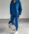 Kadın Uzun Kol V Yaka Kapüşon Detay weat Ve Yüksel Bel Eşofman Ikili Takım