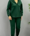 Kadın Uzun Kol V Yaka Kapüşon Detay weat Ve Yüksel Bel Eşofman Ikili Takım