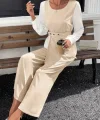 Kadın Uzun Kollu Açık Yakalı çift Renkli Kemerli Ithal Krep Ikili Takım