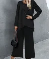 Kadın Uzun Kollu Asimetrik Detaylı Salaş Sandy Bluz Ve Pantolon Ikili Takım
