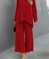 Kadın Uzun Kollu Asimetrik Detaylı Salaş Sandy Bluz Ve Pantolon Ikili Takım