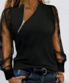 Kadın Uzun Kollu Asimetrik Fermuar Detaylı Viskon Iki Iplik Bluz