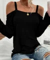 Kadın Uzun Kollu Askılı Viskon Bluz