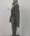 Kadın Uzun Kollu Balıkçı Yaka Belden Lastikli Modal Bluz Ve Pantolon Ikili Takım