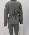 Kadın Uzun Kollu Balıkçı Yaka Belden Lastikli Modal Bluz Ve Pantolon Ikili Takım