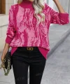 Kadın Uzun Kollu Balıkçı Yaka çok Renkli Triko Bluz