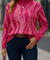Kadın Uzun Kollu Balıkçı Yaka çok Renkli Triko Bluz