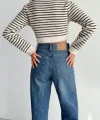 Kadın Uzun Kollu Balıkçı Yaka Crop Triko Bluz