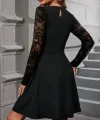Kadın Uzun Kollu Balıkçı Yaka Dantelli Ithal Krep Kısa Kiloş Elbise