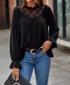 Kadın Uzun Kollu Balıkçı Yaka Dantelli Sandy Bluz