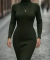 Kadın Uzun Kollu Balıkçı Yaka Kısa Triko Elbise