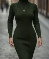 Kadın Uzun Kollu Balıkçı Yaka Kısa Triko Elbise