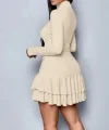 Kadın Uzun Kollu Balıkçı Yaka Mini Fırfırlı Sandy Elbise
