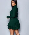 Kadın Uzun Kollu Balıkçı Yaka Mini Fırfırlı Sandy Elbise
