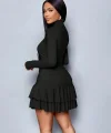 Kadın Uzun Kollu Balıkçı Yaka Mini Fırfırlı Sandy Elbise