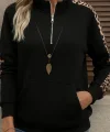 Kadın Uzun Kollu Balıkçı Yaka önden Fermuarlı Polar Bluz