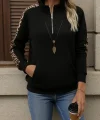 Kadın Uzun Kollu Balıkçı Yaka önden Fermuarlı Polar Bluz