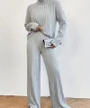 Kadın Uzun Kollu Balıkçı Yaka şardonlu Bluz Ve Pantolon Ikili Takım