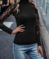 Kadın Uzun Kollu Balıkçı Yaka Tül Detaylı Kaşkorse Bluz