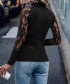 Kadın Uzun Kollu Balıkçı Yaka Tül Detaylı Kaşkorse Bluz
