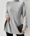 Kadın Uzun Kollu Balıkçı Yaka Yandan Yırtmaçlı şardonlu Kaşkorse Bluz