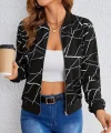 Kadın Uzun Kollu Baskılı Dalgıç Ceket
