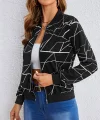 Kadın Uzun Kollu Baskılı Dalgıç Ceket