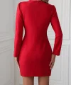Kadın Uzun Kollu Bisiklet Yaka Bel Kemer Detay Ithal Krep Elbise