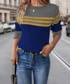 Kadın Uzun Kollu Bisiklet Yaka çok Renkli Triko Bluz