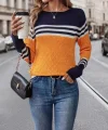 Kadın Uzun Kollu Bisiklet Yaka çok Renkli Triko Bluz