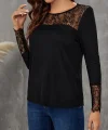 Kadın Uzun Kollu Bisiklet Yaka Dantel Detaylı Burgu Bluz
