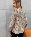 Kadın Uzun Kollu Bisiklet Yaka Desenli Bluz