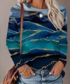 Kadın Uzun Kollu Bisiklet Yaka Desenli Modal Bluz