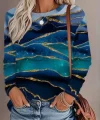 Kadın Uzun Kollu Bisiklet Yaka Desenli Modal Bluz
