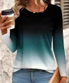 Kadın Uzun Kollu Bisiklet Yaka Desenli Süprem Bluz