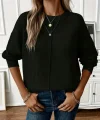 Kadın Uzun Kollu Bisiklet Yaka Düşük Omuz Detaylı Triko Bluz