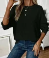 Kadın Uzun Kollu Bisiklet Yaka Düşük Omuz Detaylı Triko Bluz
