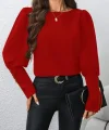 Kadın Uzun Kollu Bisiklet Yaka Fermuar Detaylı Ithal Krep Bluz