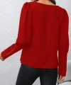Kadın Uzun Kollu Bisiklet Yaka Fermuar Detaylı Ithal Krep Bluz