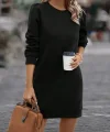 Kadın Uzun Kollu Bisiklet Yaka Iki Iplik Elbise