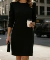 Kadın Uzun Kollu Bisiklet Yaka Iki Iplik Elbise