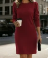 Kadın Uzun Kollu Bisiklet Yaka Iki Iplik Elbise