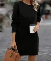 Kadın Uzun Kollu Bisiklet Yaka Iki Iplik Elbise