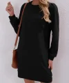 Kadın Uzun Kollu Bisiklet Yaka Iki Iplik Elbise