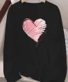 Kadın Uzun Kollu Bisiklet Yaka Kalp Desenli Viskon Bluz