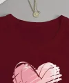 Kadın Uzun Kollu Bisiklet Yaka Kalp Desenli Viskon Bluz